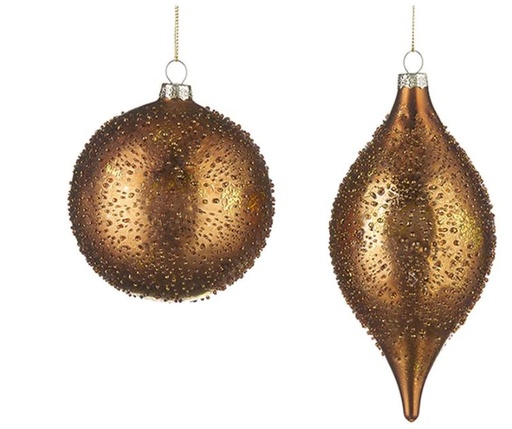 [165636-TT] Copper with Gold Leaf Texture Ornament 4in