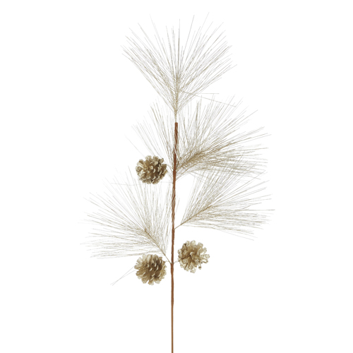 [165643-TT] Champagne Pine and Pinecone Spray 33in