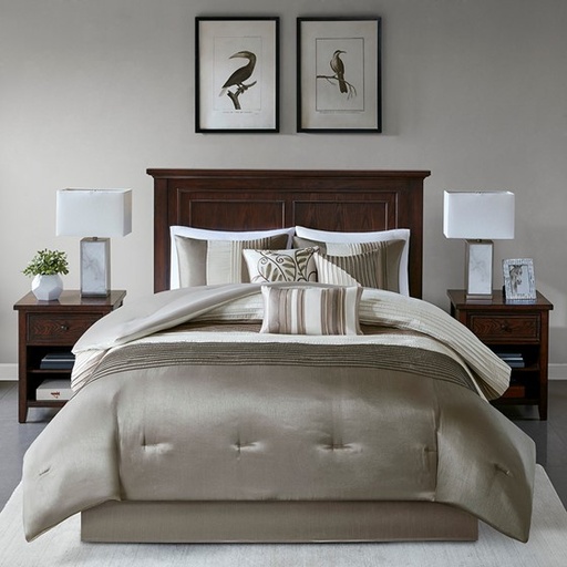 [166577-TT] Amherst Comforter Queen Set Natural 7 pc