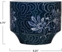 Blue Planter w Floral Pattern 8in