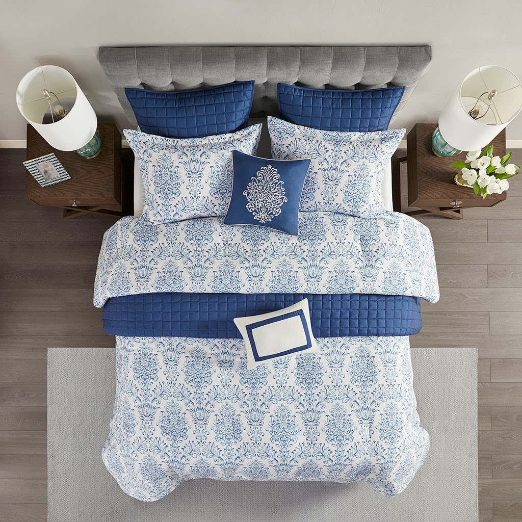 August Queen 8-Piece Comforter Set Blue 