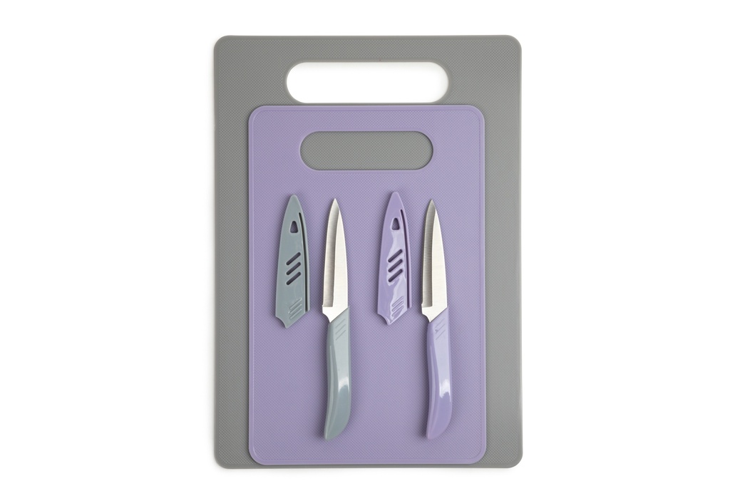 Cutting Board and Knife Set 6pc Assorted