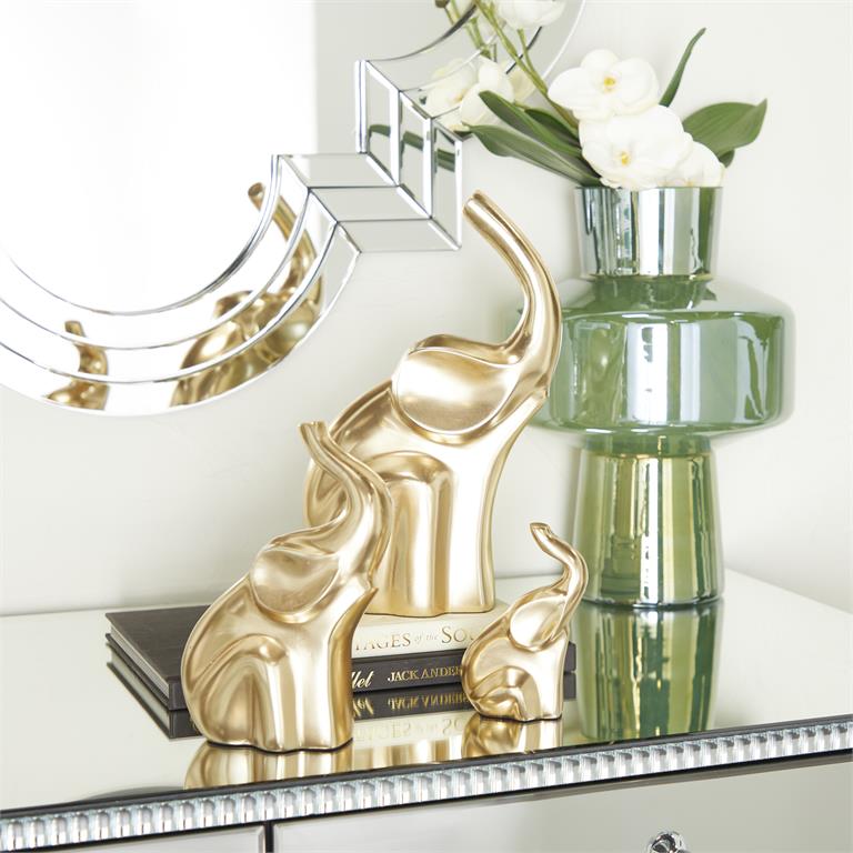 Gold Elephant Sculpture S/3