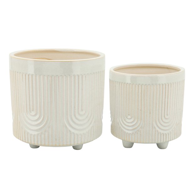 Bravais Footed Planter Ivory 8in