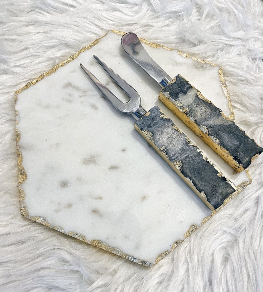 Chipped Marble Cheese Set