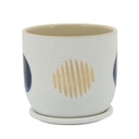 Funky Planter With Saucer White 8in