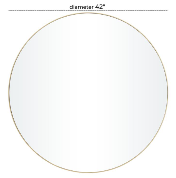 Minimalist Gold Round Mirror 42in