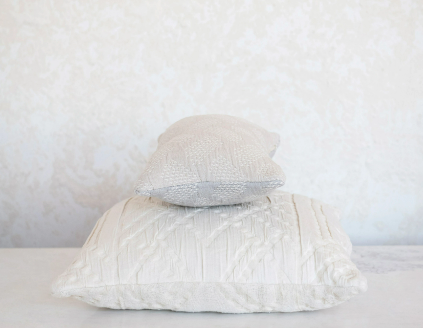 Cream Jacquard Pillow 18in