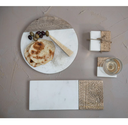 Marble and Hand-Carved Wood Coasters, Set of 5