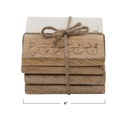 Marble and Hand-Carved Wood Coasters, Set of 5