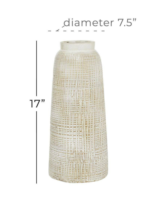 Distressed Stoneware Vase 17in