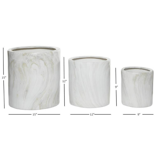 Marble Ceramic Planter 9in