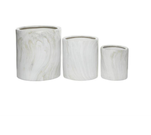 Marble Ceramic Planter 9in