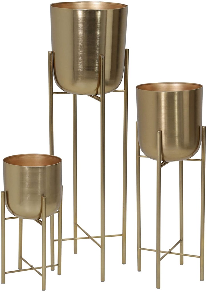 Metal Planter on Stand Gold 30in