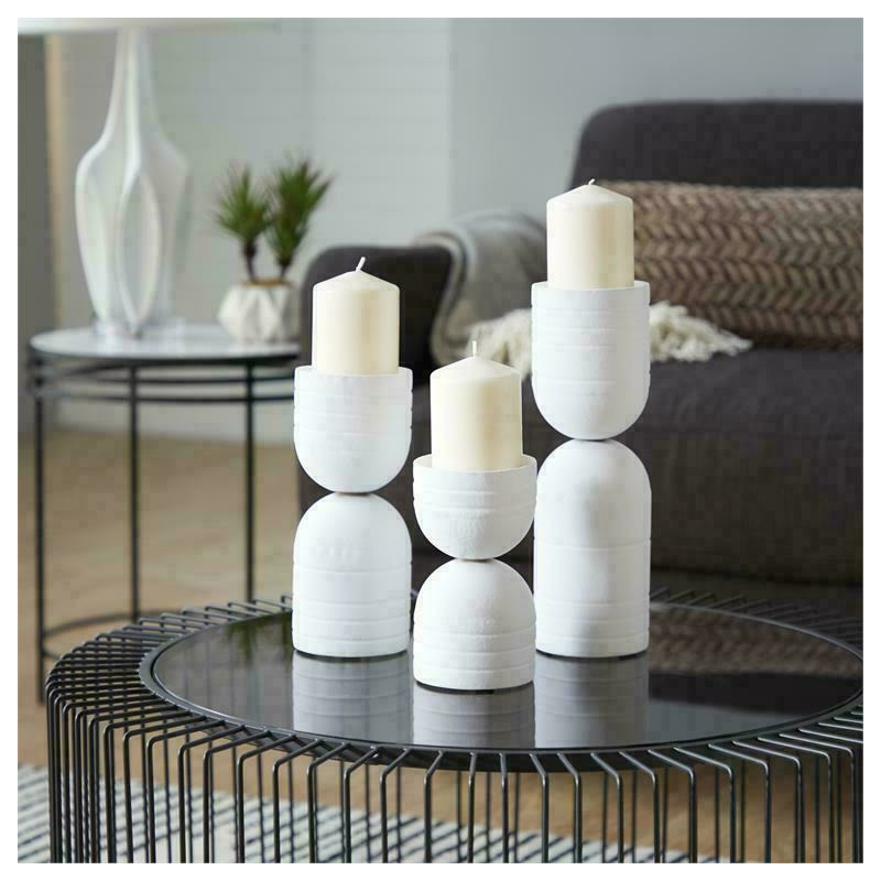 White Metal Candle Holder Set 7/10/13in