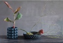 Stoneware Planter with Raised Dots Black 9in