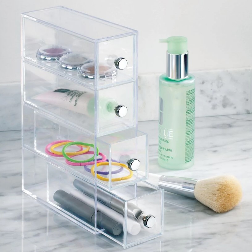 Clarity Clear 4-Drawer Cosmetic Tower