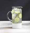 Two Toned White Glass Pitcher