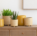 Yellow Flowered Ceramic Planter 5.5in