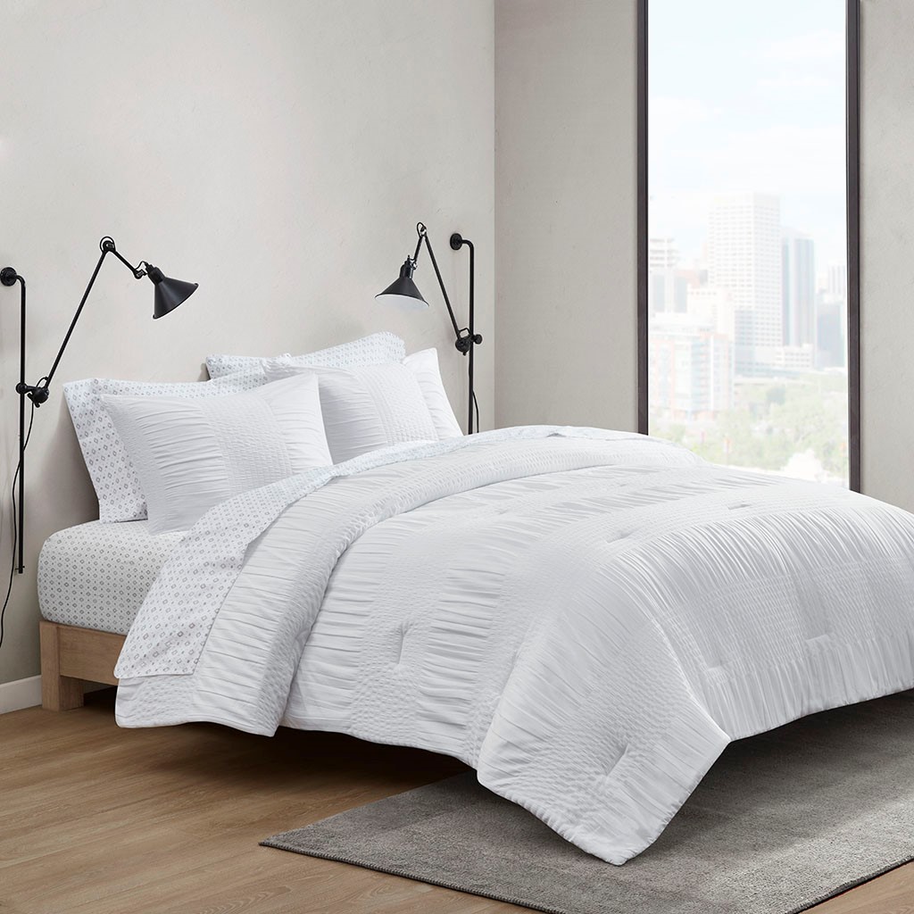 Nimbus Complete Comforter Bedding and Sheet King Set White