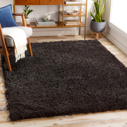 Angora Shag Rug Black 5x7