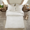 Bahari 3 Piece Tufted Cotton Chenille Palm Comforter King Set Off White