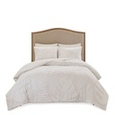 Bahari 3 Piece Tufted Cotton Chenille Palm Comforter Queen Set Off White