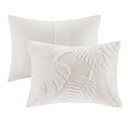 Bahari 3 Piece Tufted Cotton Chenille Palm Comforter Queen Set Off White