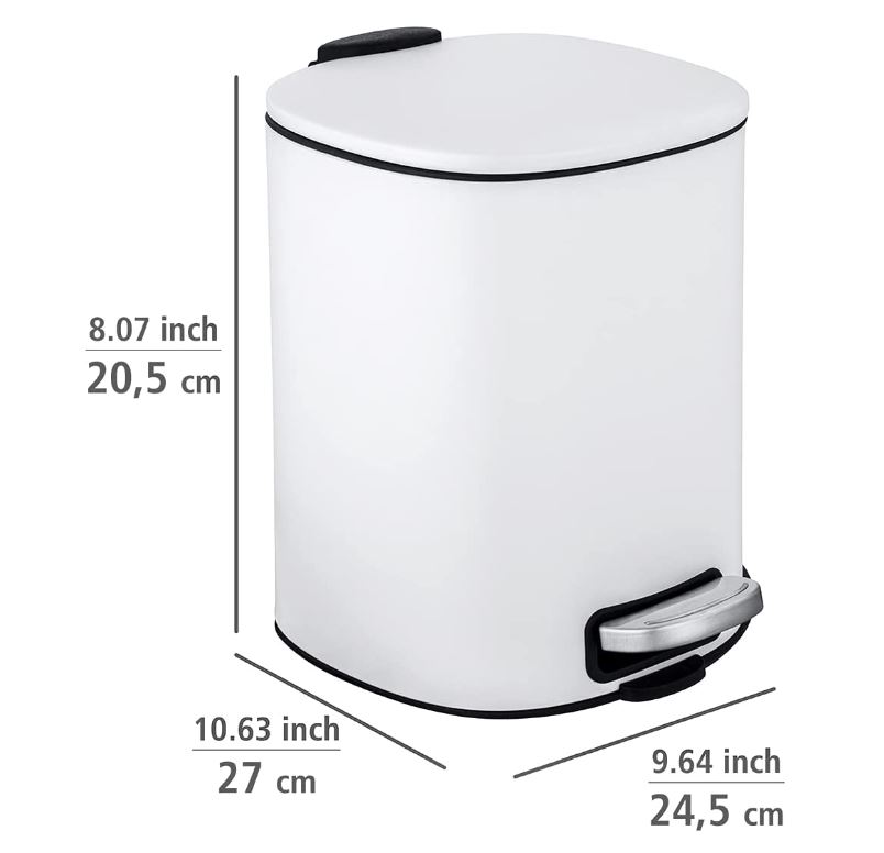 Alassio White Pedal Bin 5L