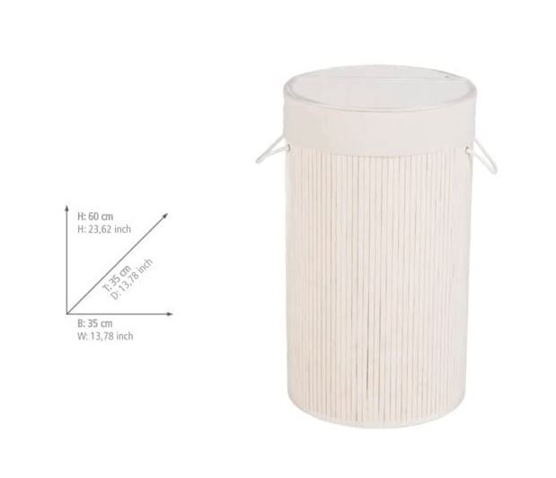 White Bamboo Round Laundry Bin