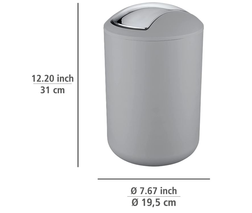 Brasil Swing Cover Bin Large Grey