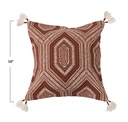 Embrodered Pillow w/ Tassels 18in