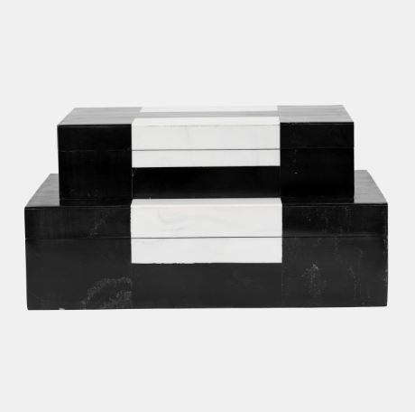 Resin Box Black and White 12in