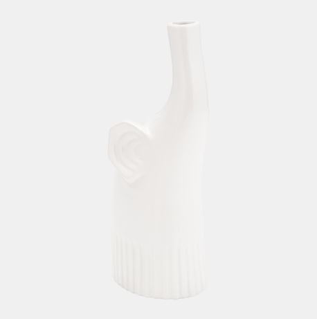 Ceramic Elephant Decor White 12in