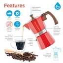 Grosche Stovetop Espresso Coffe Maker Milano Red 6 Cup