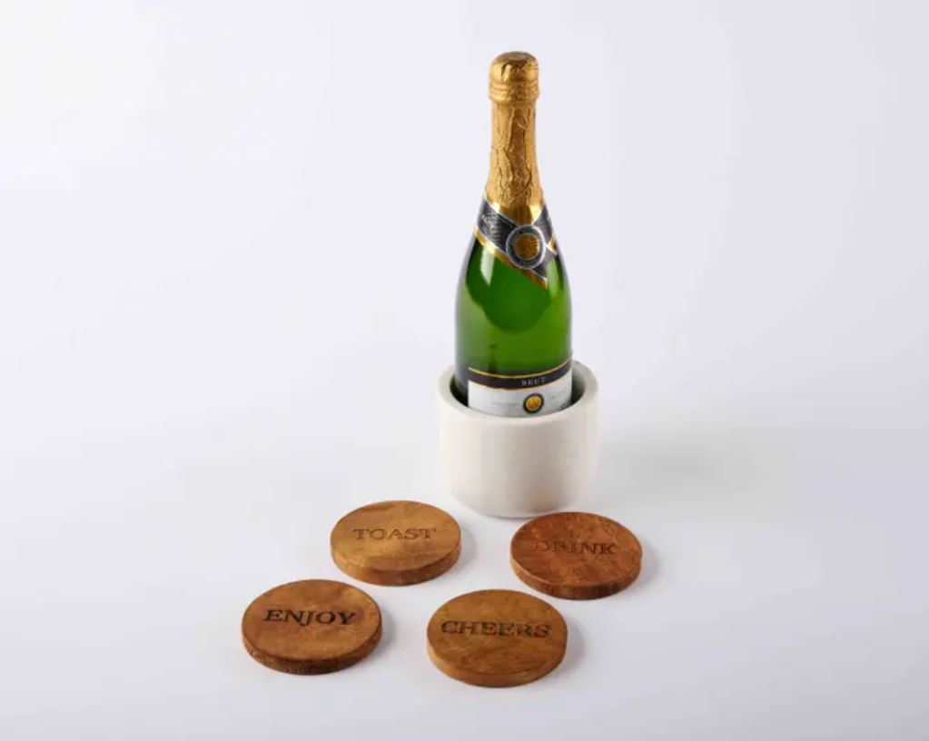 Wine Cooler and Coaster Set of 4