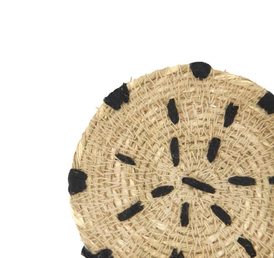 Hand-Woven Coasters with Stitching Set of 4