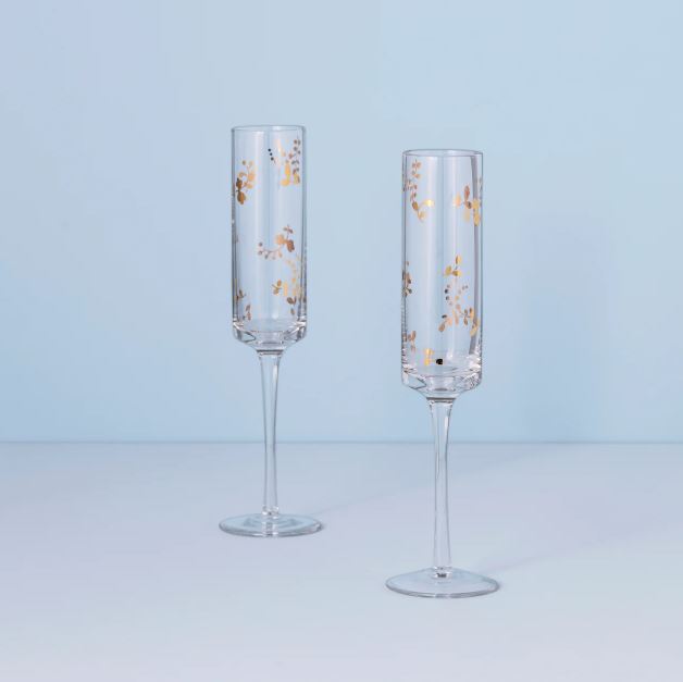 Lenox Opal Innocence Flourish Champagne Toasting Flute Set 2 pc