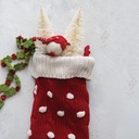 Cotton Knit Stocking Red & Cream Polka-Dot 20in