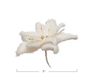 Faux Fur Poinsettia Clip-on Ornament White & Gold 7in