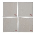 Square Cotton Napkins with Holiday Embroidery 18in Set of 4