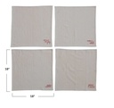 Square Cotton Napkins with Holiday Embroidery 18in Set of 4