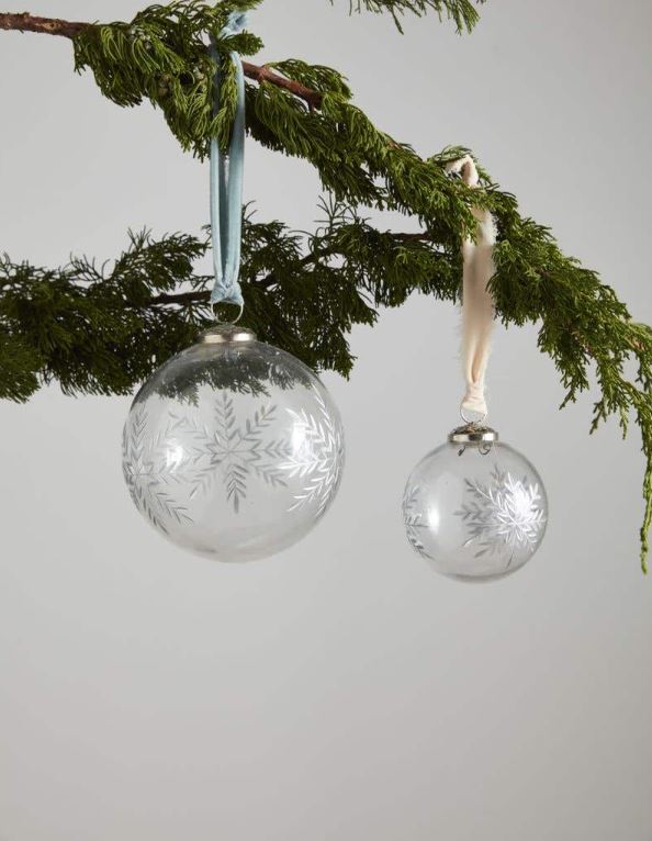 Silver Snow Ornament 4in