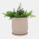 Ceramic Planter with Saucer Tan 10in