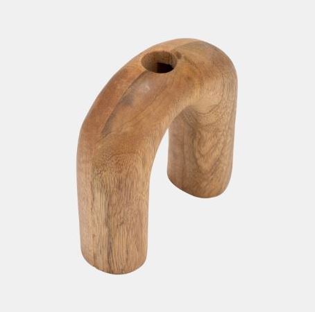 Wooden Horseshoe Vase Brown 6in