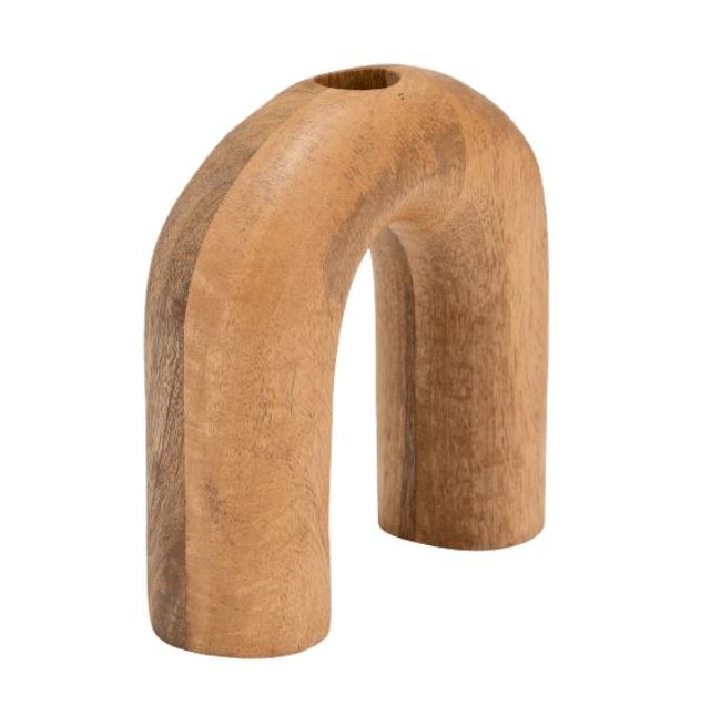 Wooden Horseshoe Vase Brown 6in