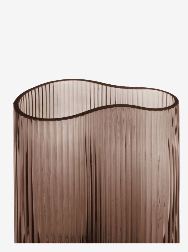Amber Glass Wavy Vase 12in