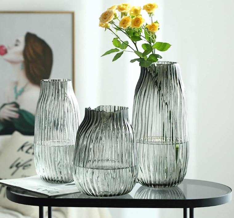 Etched Bulb Vase 10in