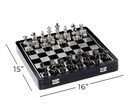 Black Aluminum Chess Game Set w/ Storage 15x16in