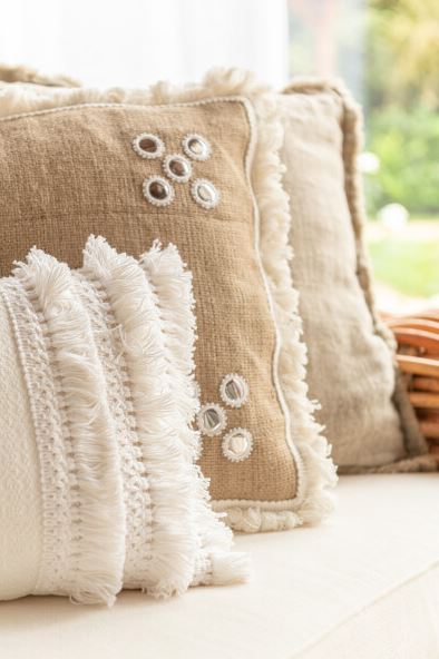 Jewelled Jute Pillow 18in